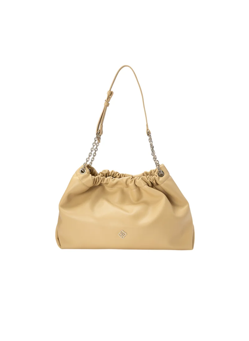 Bata Textured Shoulder Bag with Chain Detail