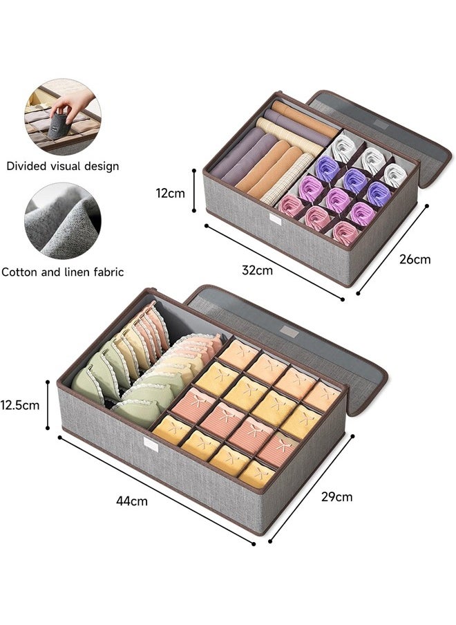 HQ-GAMING - Foldable Underwear Drawer Organizer with Lid, Bra Closet Organizers, Underwear Storing Box for Clothing Underwear Bras Socks - Image 1