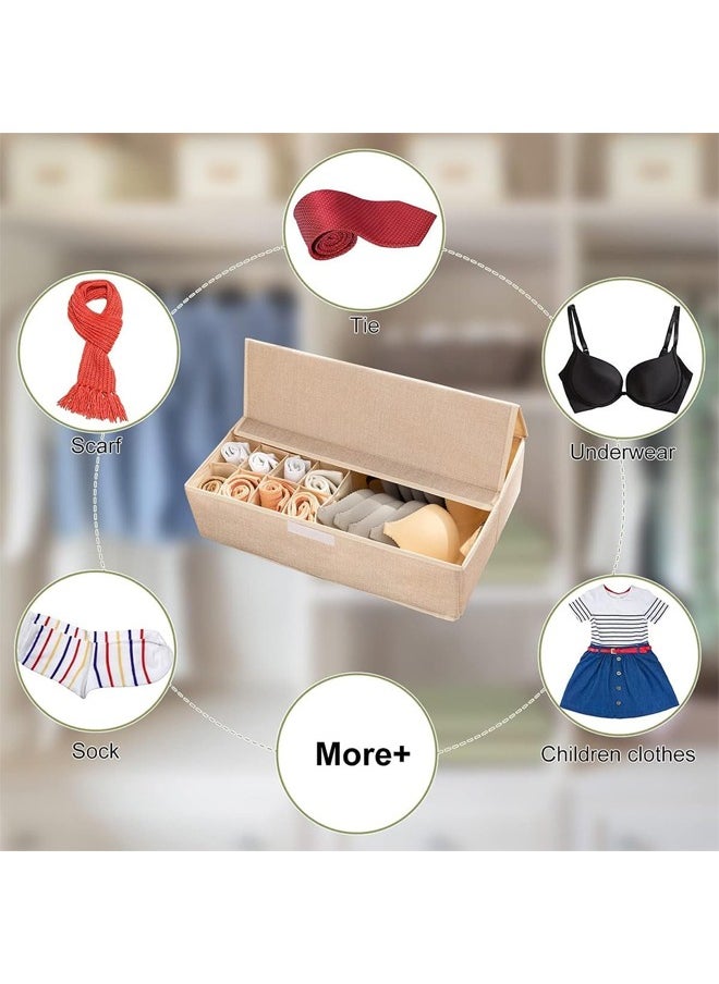 HQ-GAMING - Foldable Underwear Drawer Organizer with Lid, Bra Closet Organizers, Underwear Storing Box for Clothing Underwear Bras Socks - Image 1