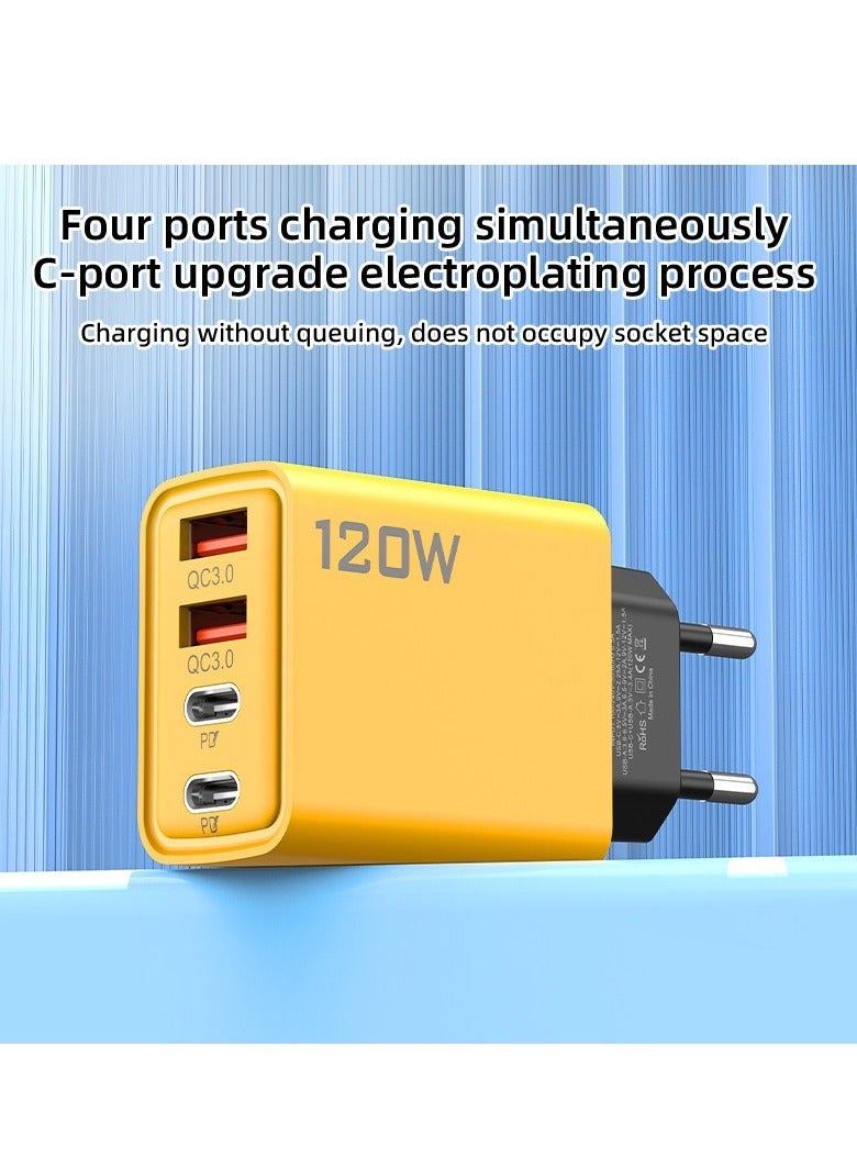 120W Fast Charger, Multi-port Mobile Phone Charger, Dual TYPE-C+Dual USB Fast Charger  - Image 3