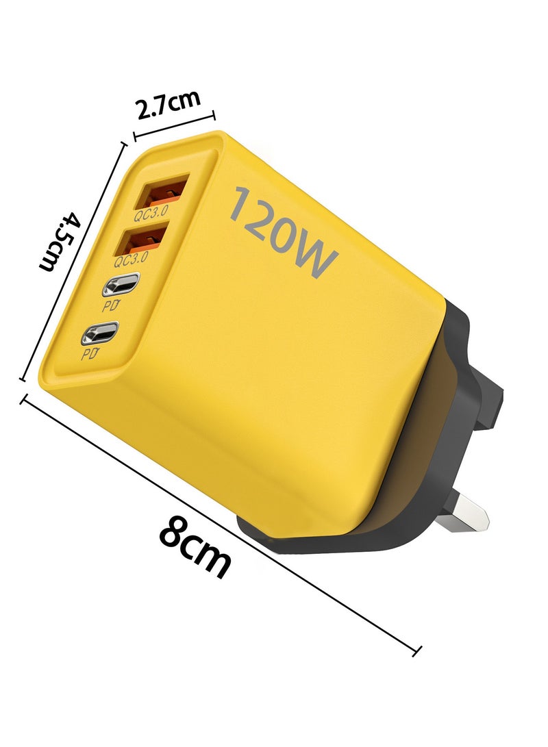 120W Fast Charger, Multi-port Mobile Phone Charger, Dual TYPE-C+Dual USB Fast Charger  - Image 1