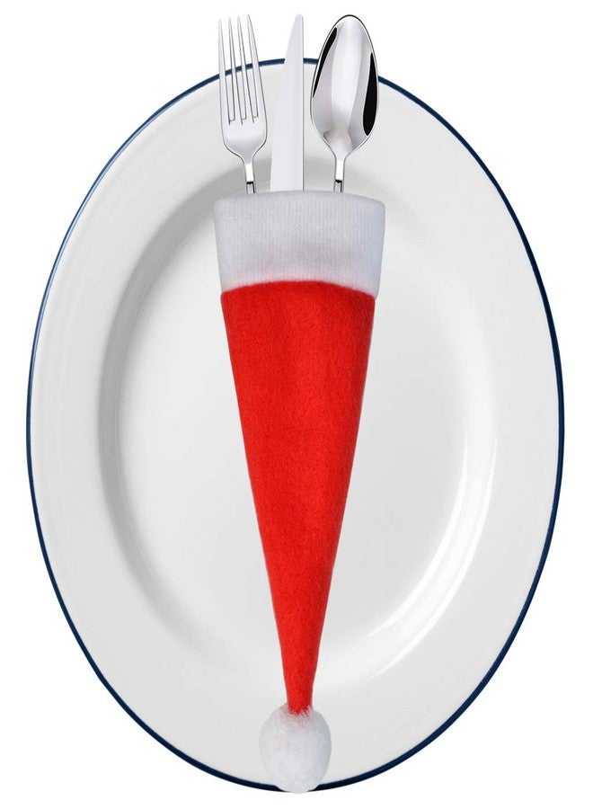Marrywindix 50 Pieces Christmas Santa Hats Silverware Holders, Christmas Cutlery Holders for Xmas Party Dinner Utensil and Flatware Organizers Decorations Supplies - Image 5