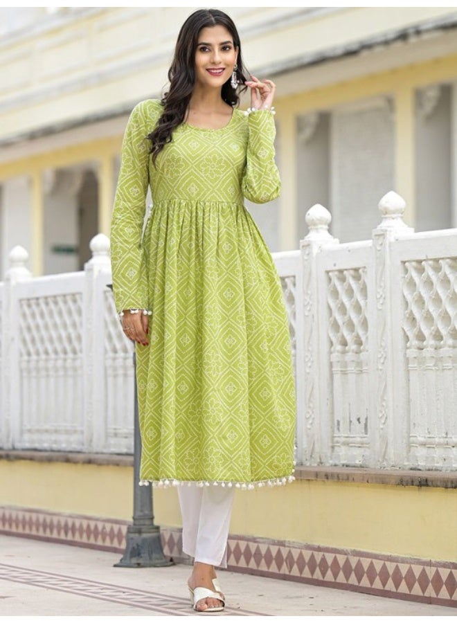AKS Mehendi Green Nyra Cut Kurta - Image 1