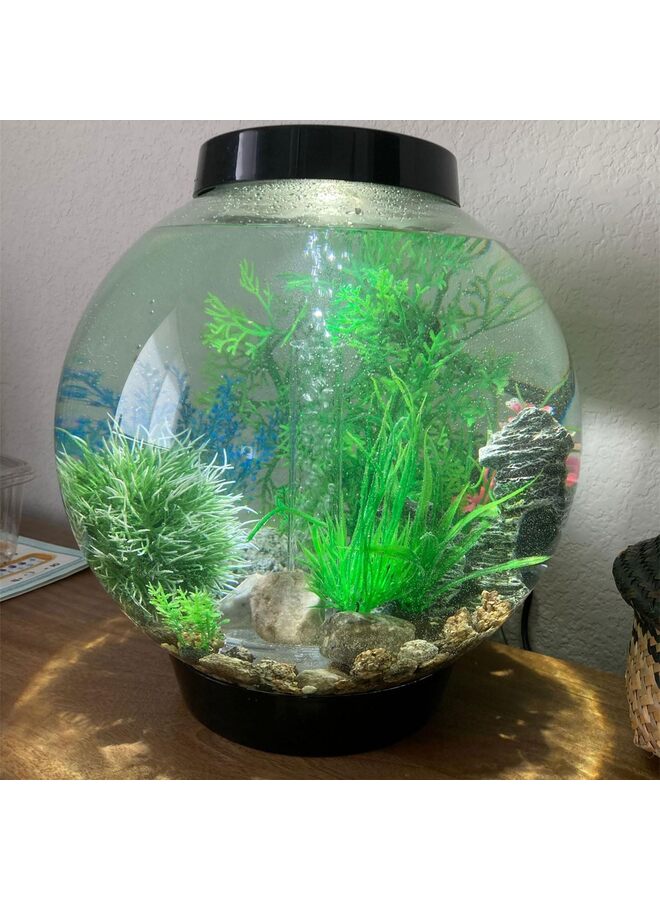 LAMAY 7PCS Aquarium Fish Tank Plastic Plants and Cave Rock Decorations Decor Small and Large Artificial Fish Tank Plants with Cave Rock(Green) - Image 3