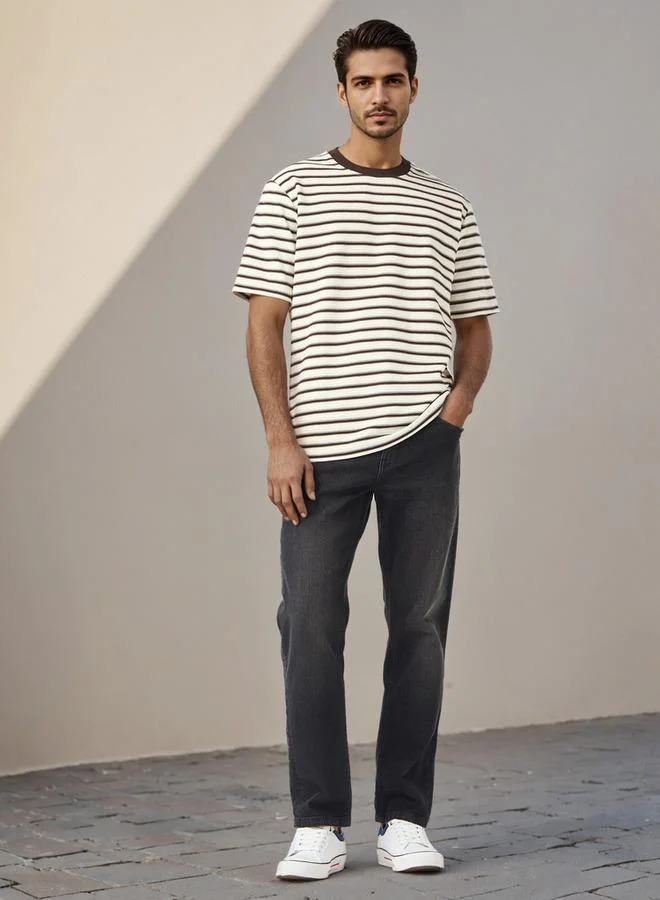 Splash FAV Striped Crew Neck Ottoman T-shirt