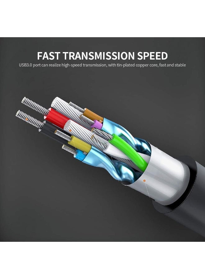 USB Micro B to USB Type C 5Gbps Fast Data Transfer Cable 3A Fast Charging Compatible with MacBook, iPad, Galaxy S24, Laptop, and External Hard Drive - Black Nylon Cable 1.5m/4.9ft - Image 2