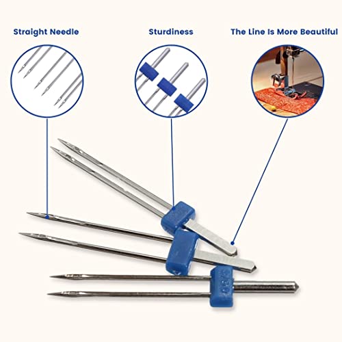 SYGA Set of 3 Twin Needles Pins Double Twin Needles Pins Sewing Machine Accessories - Image 3