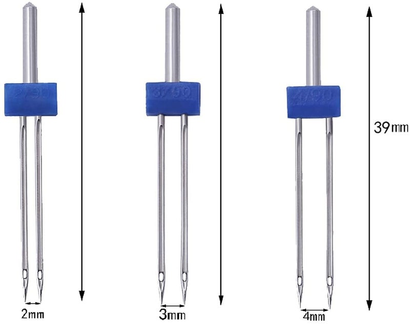 SYGA Set of 3 Twin Needles Pins Double Twin Needles Pins Sewing Machine Accessories - Image 2