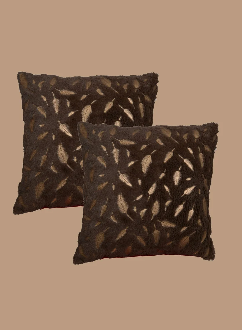 Donetella Cushion Cover,45X45 Cm (18X18 inch) 2-Pcs Decorative Throw Pillowcases Without Filler With Beautiful Abstract Art For Sofa Bed Living Room And Couch, Bistre