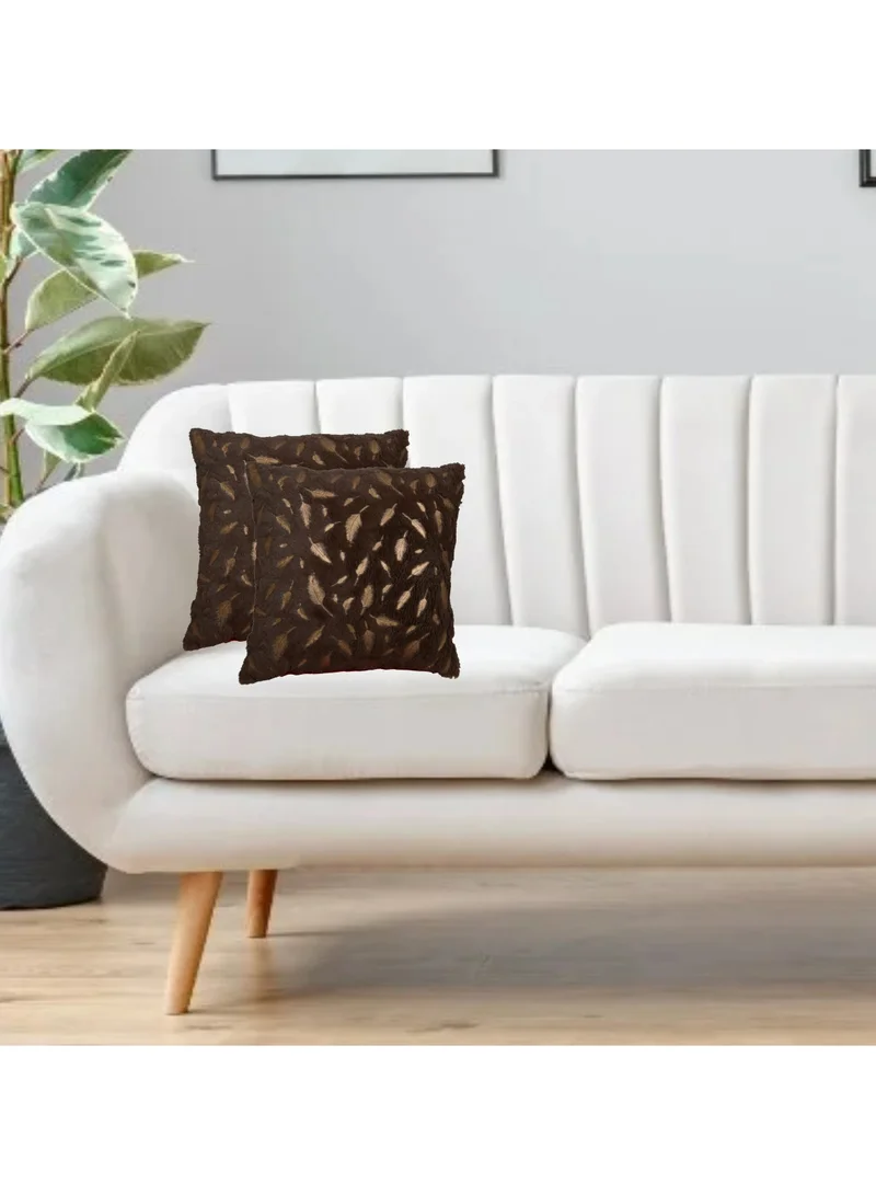 Donetella Cushion Cover,45X45 Cm (18X18 inch) 2-Pcs Decorative Throw Pillowcases Without Filler With Beautiful Abstract Art For Sofa Bed Living Room And Couch, Bistre