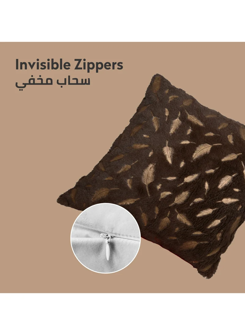 Donetella Cushion Cover,45X45 Cm (18X18 inch) 2-Pcs Decorative Throw Pillowcases Without Filler With Beautiful Abstract Art For Sofa Bed Living Room And Couch, Bistre