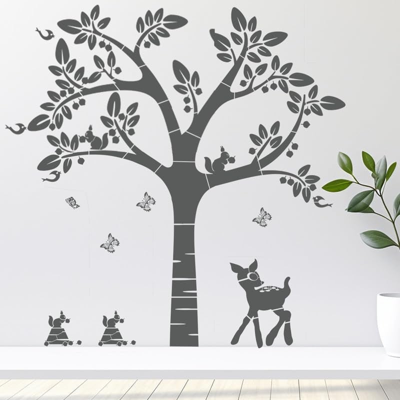 ARandNJ Painting for Wall Stencils (Size:- 24X40 Inch) Theme:- Deer and Big Tree DIY Reusable Painting Design Suitable for Bedroom, Drawing Room, Living Room (Pack of3) - Image 4