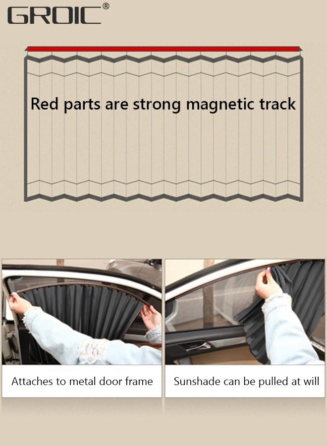 GROIC Car Window Shades,4 Pcs Car Curtains Window Covers Interior Full Priavcy Protection, Car Front Window Sun Shades,Car Rear Window Sun Shades,Privacy Magnetic Black Covers Car Curtains,Car Interior - Image 4