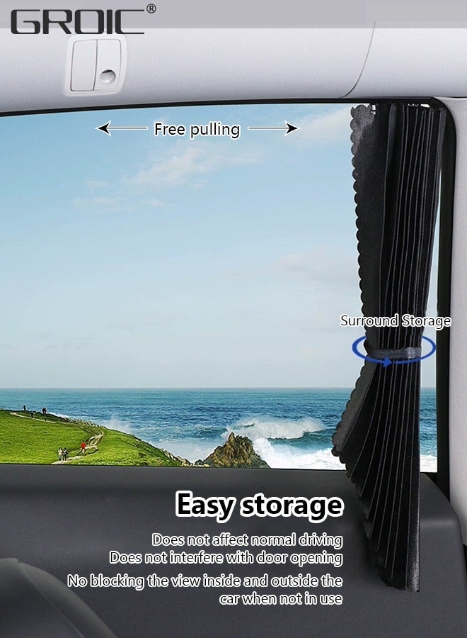 GROIC Car Window Shades,4 Pcs Car Curtains Window Covers Interior Full Priavcy Protection, Car Front Window Sun Shades,Car Rear Window Sun Shades,Privacy Magnetic Black Covers Car Curtains,Car Interior - Image 3