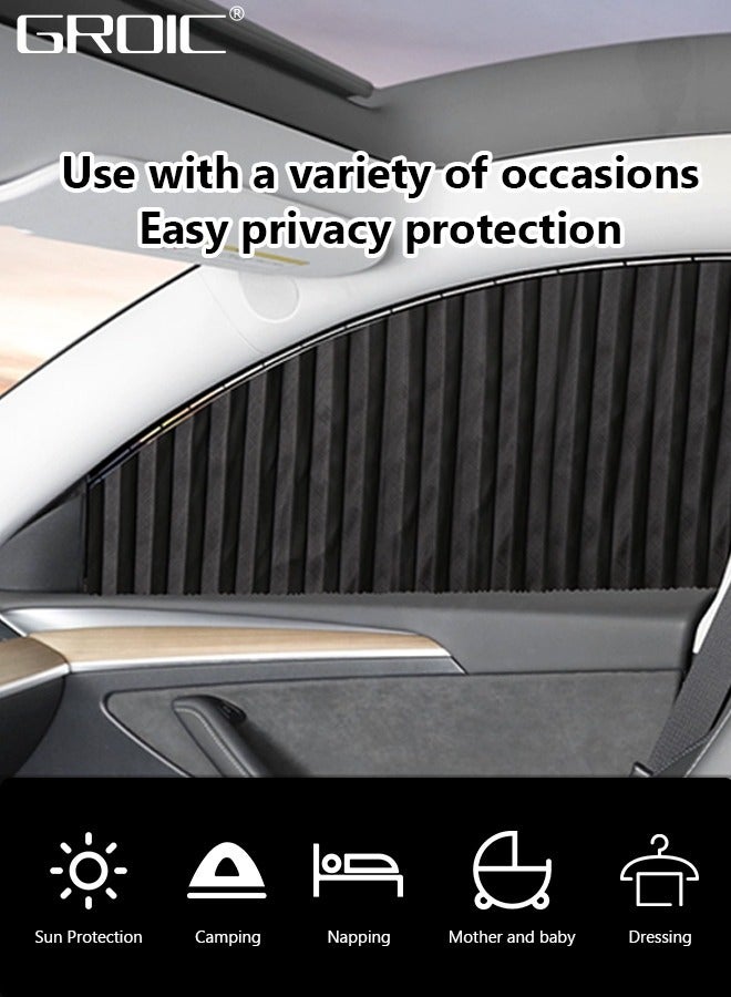 GROIC Car Window Shades,4 Pcs Car Curtains Window Covers Interior Full Priavcy Protection, Car Front Window Sun Shades,Car Rear Window Sun Shades,Privacy Magnetic Black Covers Car Curtains,Car Interior - Image 2
