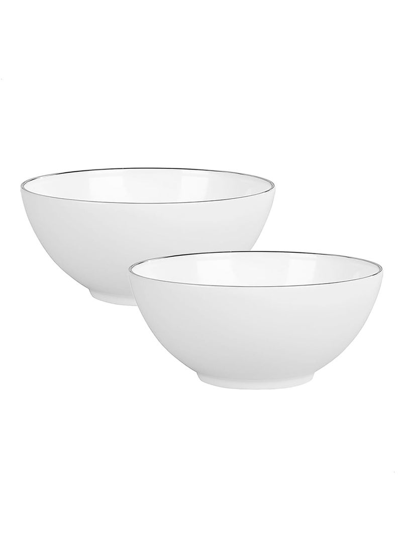 BLACKSTONE - Set of 2 Handmade 2mm Platinum Rim Soup Bowl - Elegant 6" Fine Dining Bowl - Image 1