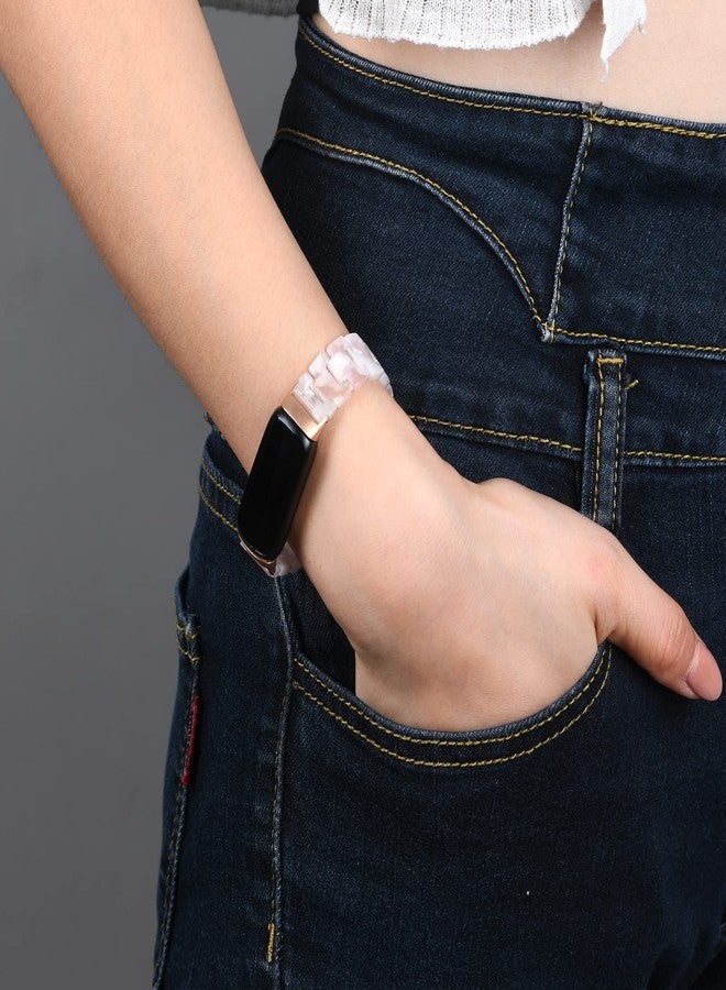 أساور معصم من الراتنج متوافقة مع Fitbit Luxe/Luxe SE للنساء، ملحقات Fitbit Luxe (وردي) - Image 4