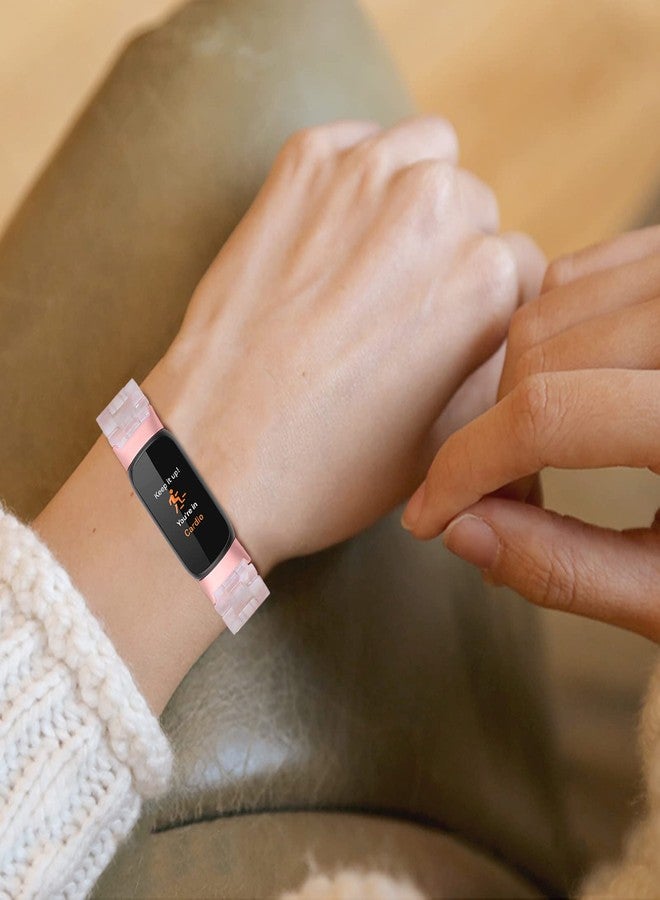 أساور معصم من الراتنج متوافقة مع Fitbit Luxe/Luxe SE للنساء، ملحقات Fitbit Luxe (وردي) - Image 3
