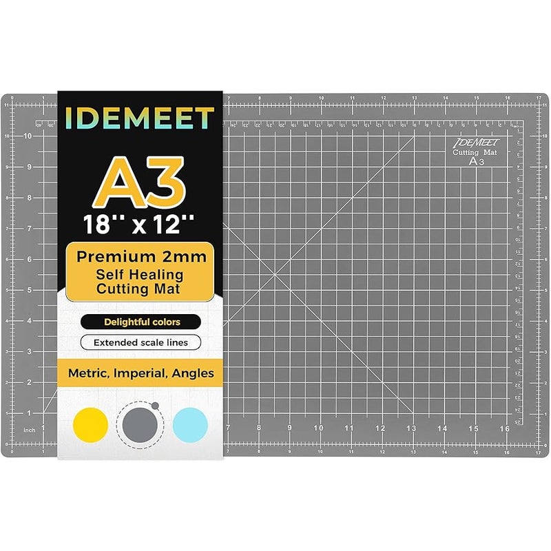 Idemeet Premium Self Healing Cutting Mat 18'' x 12'', A3 Non-slip Sewing Mat for Quilting, 5-Ply Rotary Cutting Board Double-Sided for Crafts Cutting Fabric Scrapbooking Modeling Projects, Anthracite Gray - Image 1