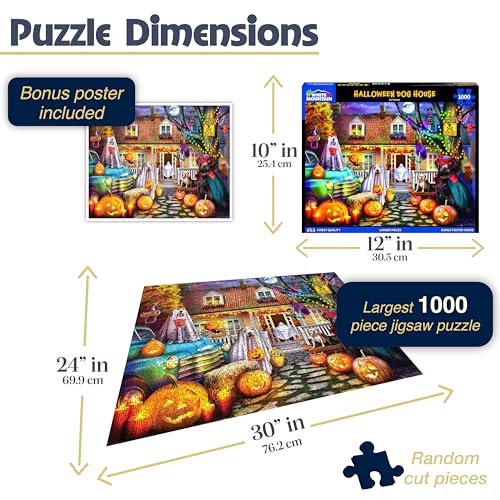 White Mountain 1000 Piece Jigsaw Puzzle Spooky Fall Dog Puzzles with Large Pieces Gifts for Adults and Family 24x30 Halloween Dog House - Image 5