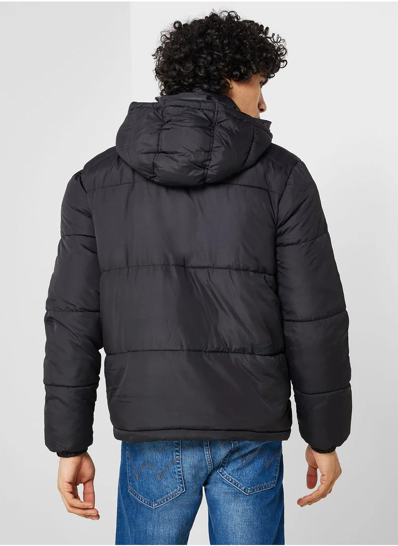 BRAVE SOUL Padded Puffer Jacket With Hood Detail