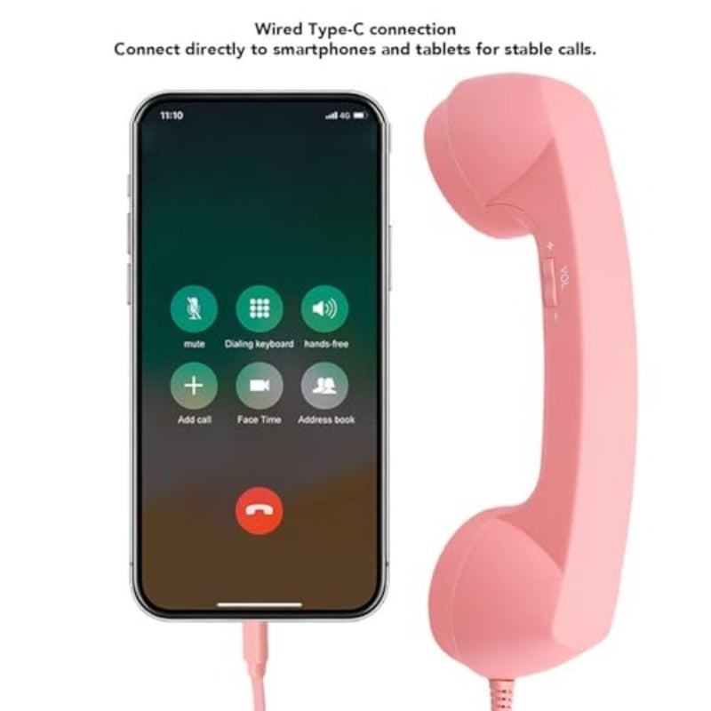 مكبر صوت هاتف سينيسيلي ريترو، هاتف سلكي عتيق مع مكبر صوت وميكروفون للهواتف المحمولة والاجتماعات ومكالمات الفيديو والاجتماعات وردي - Image 5