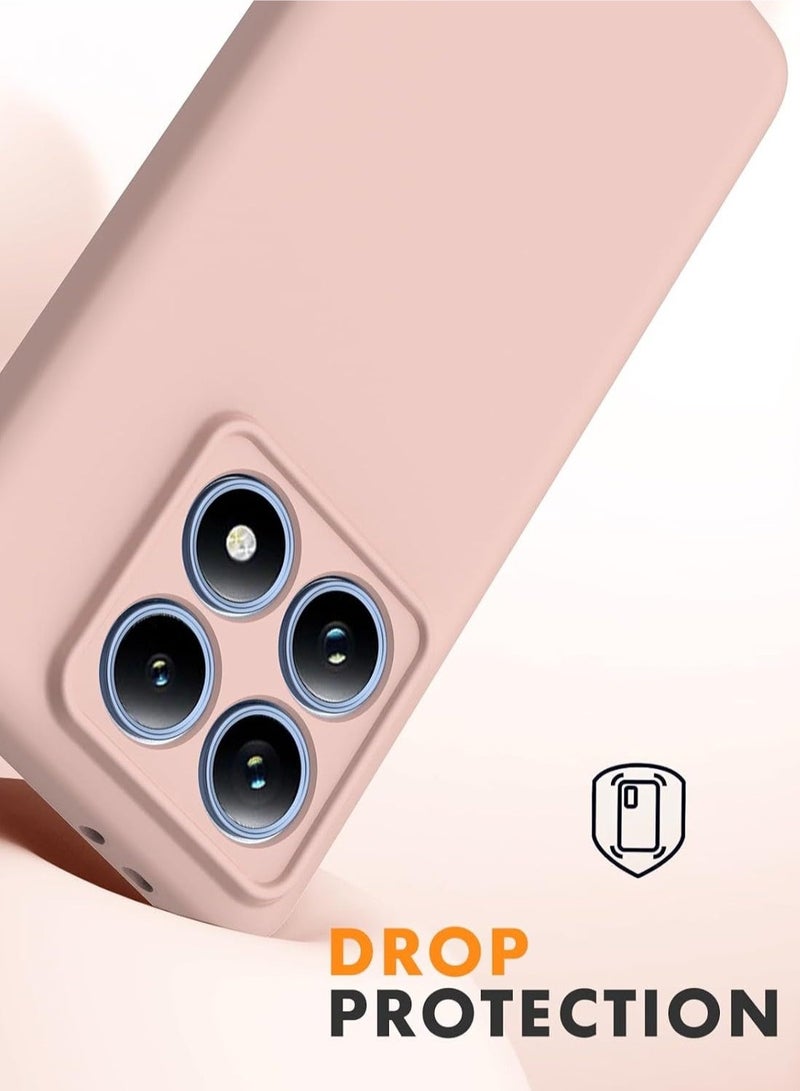 Xiaomi 14T Pro 5G Soft Silicone Case with Microfiber Lining, Shockproof Design, and Camera Protection in Elegant Pink