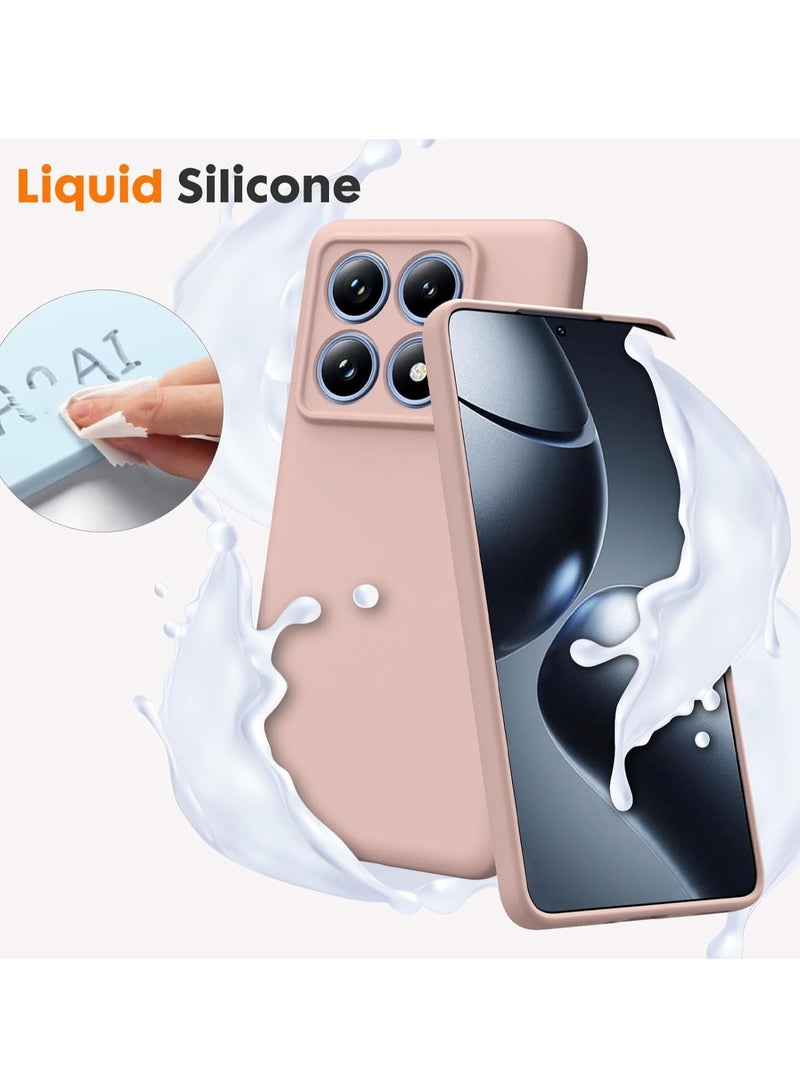 Xiaomi 14T Pro 5G Soft Silicone Case with Microfiber Lining, Shockproof Design, and Camera Protection in Elegant Pink