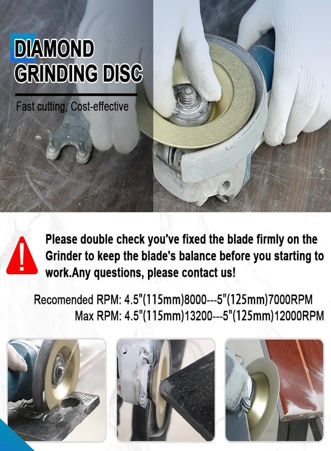 BRSCHNITT Diamond Grinding Cup Wheel 4-1/2 Inch - 115mm Diamond Cutting Disc for Dekton Porcelain Tile Ceramic Granite Marble Grinding Disc Fits 7/8-5/8 Inch Arbor 2pcs - Image 4