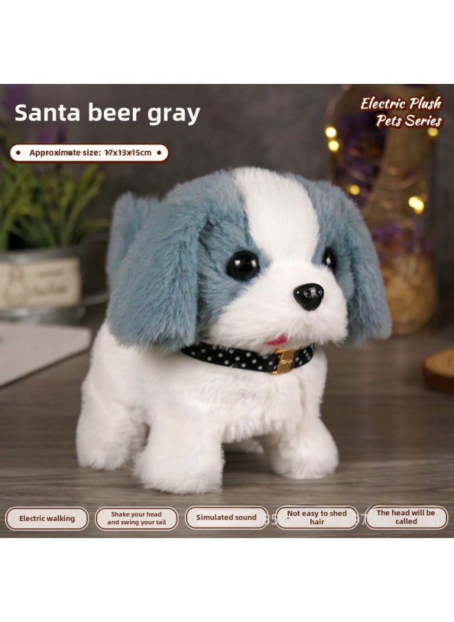 Children's Simulated Teddy Rabbit Electric Pet Dog Plush Walking Barking Toy Electronic Pet Dog Toy-Color:Saint Bernard ]-Specifications:E-Commerce Box + Traction Rope  - Image 1