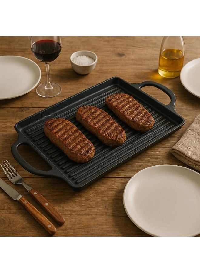 BS B&S Flat Grill Fusion 46x25cm – Heavy-Duty Cast Aluminum Non-Stick Griddle Pan for Gas, BBQ & Outdoor Use - Image 4