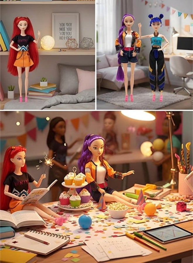 Kpop Demon Hunters Toys Action Dolls Set, 11.5-inch Poseable Dolls with Movable Joints, Collectible Model Toys for Fans and Kids Game Gift (Fashion Girls) - Image 3