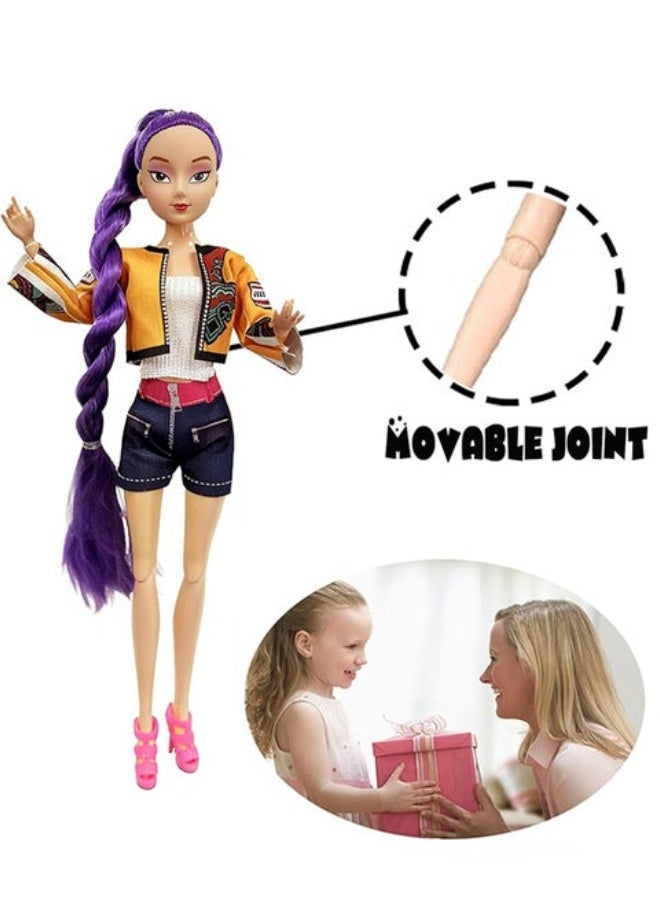 Kpop Demon Hunters Toys Action Dolls Set, 11.5-inch Poseable Dolls with Movable Joints, Collectible Model Toys for Fans and Kids Game Gift (Fashion Girls) - Image 2