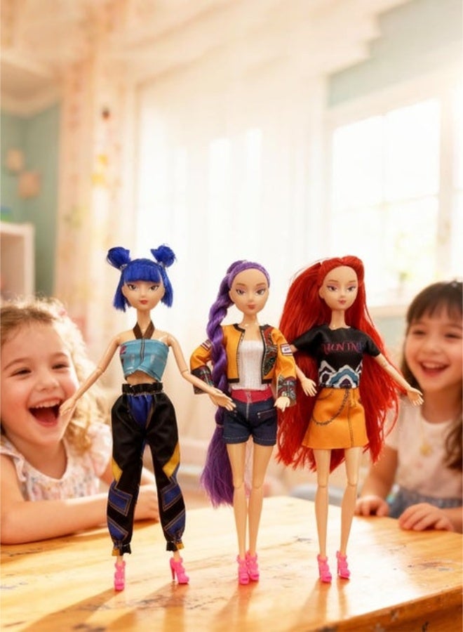 Kpop Demon Hunters Toys Action Dolls Set, 11.5-inch Poseable Dolls with Movable Joints, Collectible Model Toys for Fans and Kids Game Gift (Fashion Girls) - Image 5