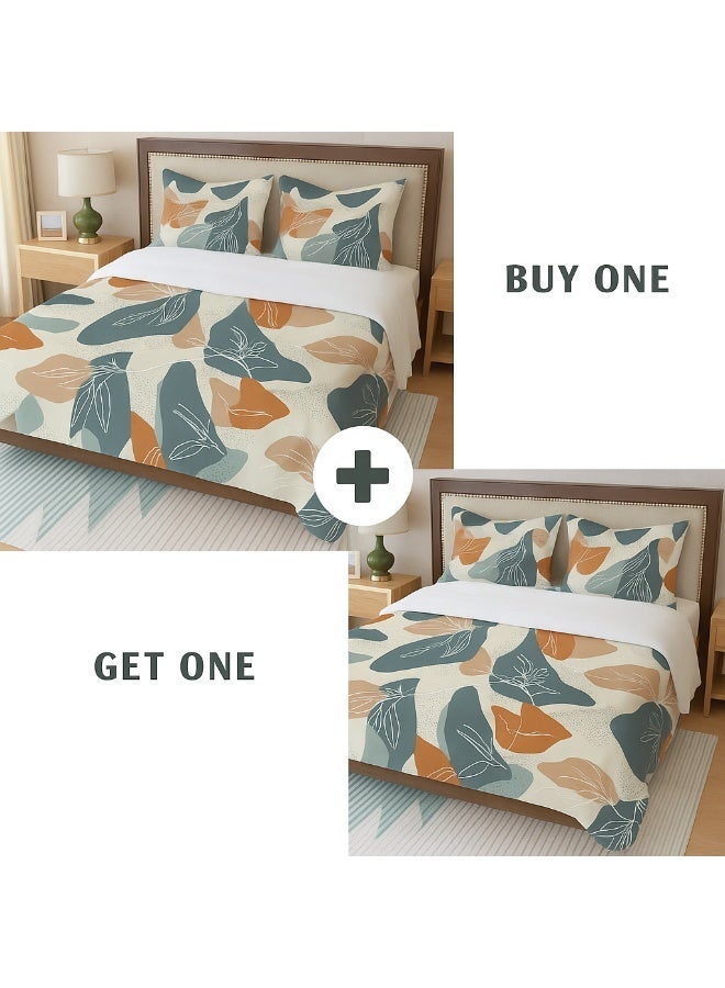 snooze Buy One Get One, Set of 2 Flat Bed sheet set, 180*235 cm, Ash design - Image 1