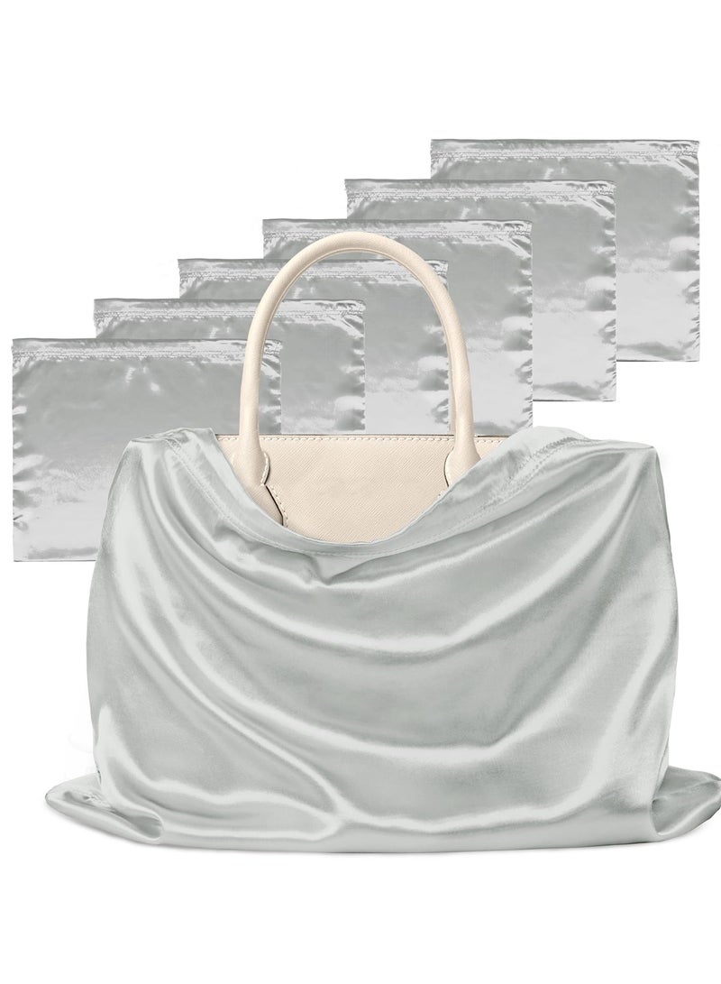 7pcs Gray Satin Handbag Dust Bag,Bag Travel Organizer,Portable Item Organizer 50*40CM - Image 1