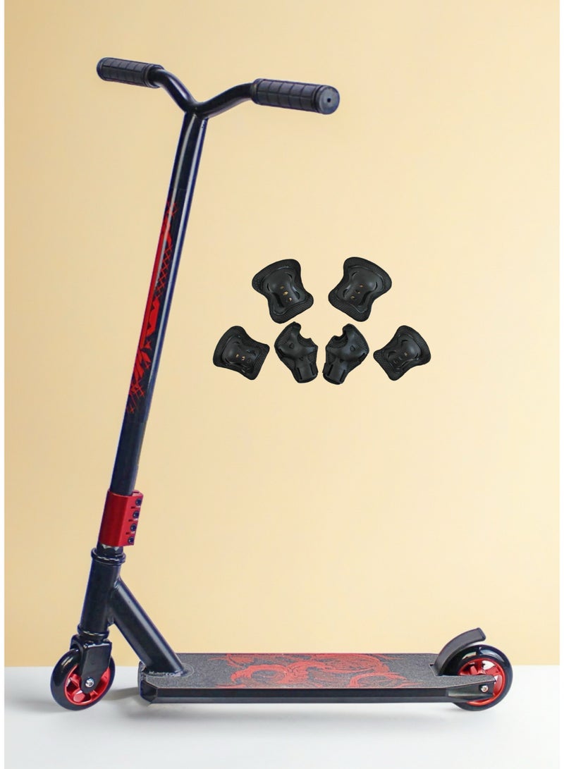 إيزي فيتشور سكوتر EASY FUTURE خفيف الوزن ذو عجلتين، سكوتر احترافي بسطح من الألومنيوم، وعجلات معدنية 110 مم، ومقود عريض، وفرامل فولاذية، ودوران 360 درجة، مثالي للمبتدئين والمتوسطين، بما في ذلك مجموعة معدات الحماية - Image 1