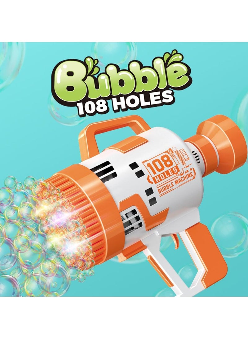 108-Hole Bubble Machine Gun with Colorful Lights – Ultimate Bubble Maker Toy for Kids! Perfect for Birthday Parties, Celebrations, and Outdoor Summer Fun – Ideal Gift for Toddlers, Girls, and Boys - Image 1