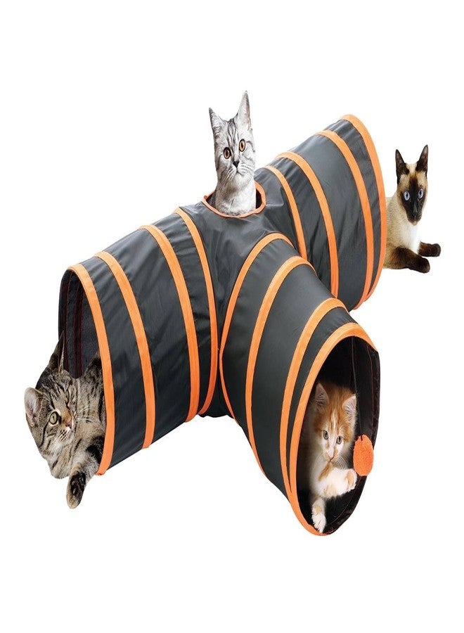 Etna Kitty Fun Tunnel; Collapsible/Portable 3-way Cat Tunnel with Hanging Ball for Cats, Kittens, Rabbits - Image 2