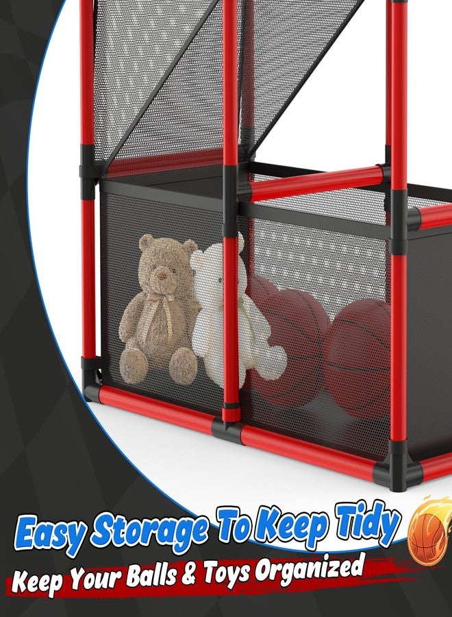 EagleStone Kids Adjustable Arcade Basketball Hoop with LED Lights & Scoreboard, 4 Balls Ball Storage Net, Indoor Outdoor Carnival Basketball Game Set for Boys & Girls Ages 3-12, Pump Included - Image 4