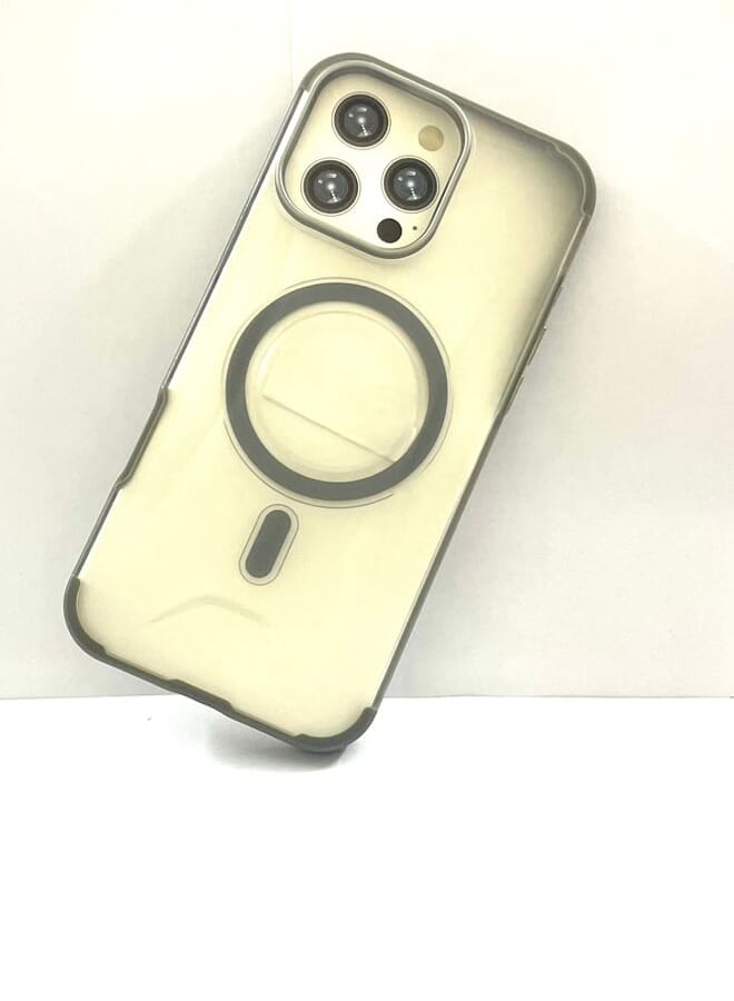 حافظة هاتف جلدية مقاومة للصدمات مع شاحن لاسلكي، حافظة Magsafe لهاتف iPhone 16 Pro Max، أخضر/شفاف
