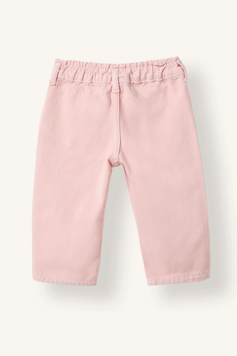 ديفاكتو Baby Girl Barrel Fit Elastic Waist Gabardine Trousers