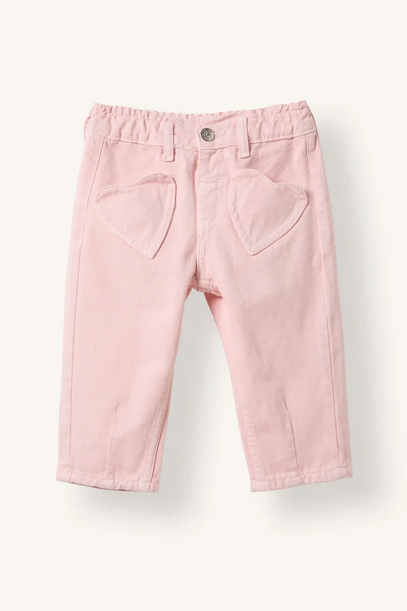 ديفاكتو Baby Girl Barrel Fit Elastic Waist Gabardine Trousers
