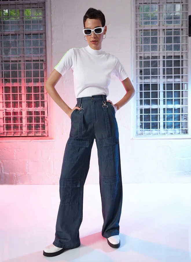 SASSAFRAS High-Neck White T-Shirt for Women