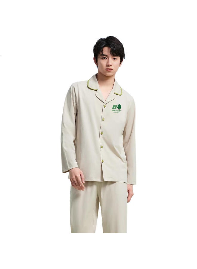 Youkeshu 60s Pure Cotton Men's Pajamas Xinjiang Combed Cotton 5a Antibacterial Father's Day Cardigan Summer Men's Home Wear Set - Image 2