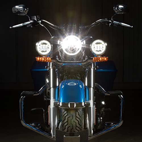 Hogworkz® 7 Inch LED Halomaker™ Headlight & Auxiliary Halo Passing Lamps - Daymaker Replacement Compatible with Harley Davidson Road King Electra Glide Ultra Softail - Black - Image 2