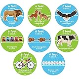 hand2mind hand2mind 8 Fun Fact Social Distancing Floor Decals Circles, 8-10 Inch Round Safety Floor Sign, Waterproof and Washable - Image 1