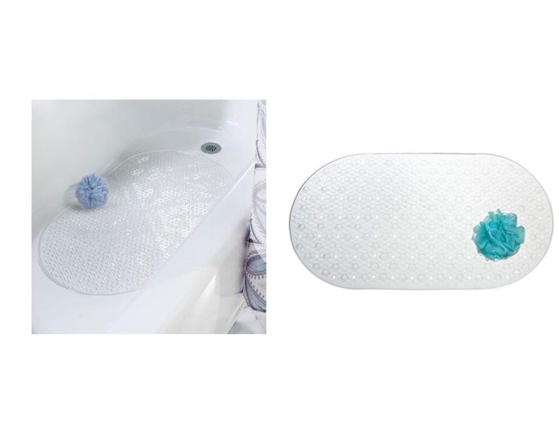 iDesign Circlz PVC Suction NonSlip Bath Mat for Shower Bathtub Stall Bathroom 272 x 154 x 3  Clear