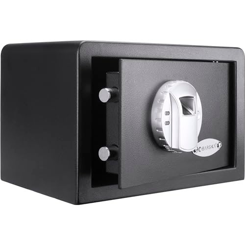 Barska AX11620 Biometric Fingerprint Mini Security Home Safe Box 0.29 Cubic Ft, Black, 12" x 8" x 7.75" - Image 1