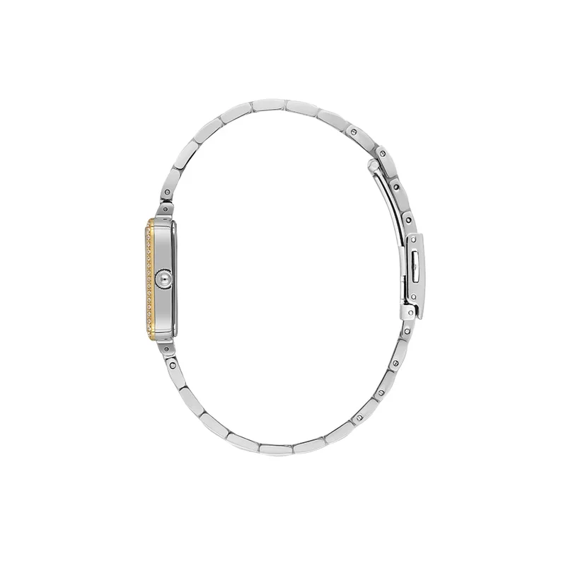 DANIEL KLEIN Women's Stainless Steel Silver and Gold Alloy Case Analog Dark Green Square Sunray Dial Japanese Quartz Premium 30 Meters Water Resistant